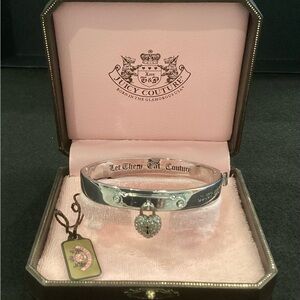 Y2K Juicy Couture Silver Bangle with Heart Charm